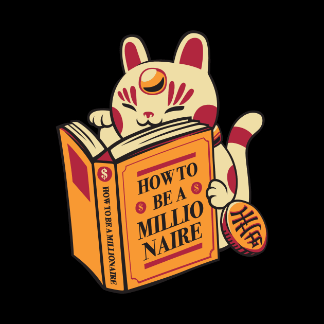 Maneki-Neko How to be a Millionaire Cat Black Design by Tobe_Fonseca