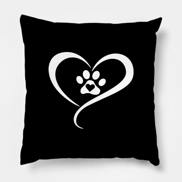 Cute Dog Paw Print Heart Gift For Dog Lover Pillow by BUBLTEES