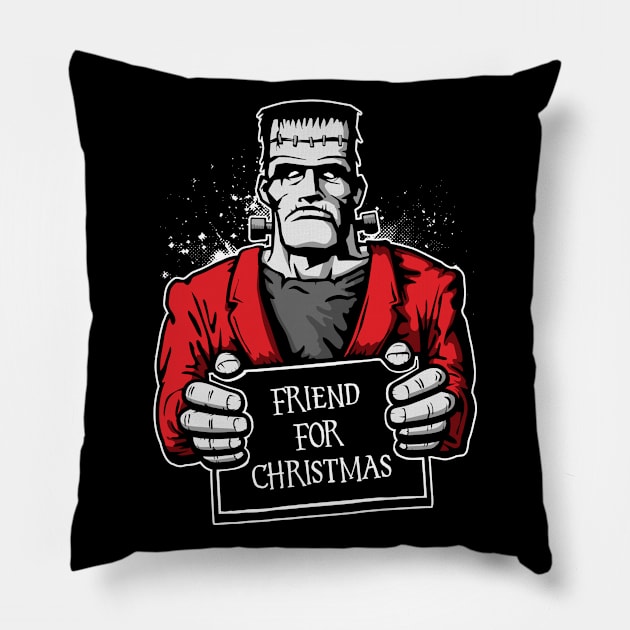 Frankenstein Monster Friend For Christmas Pillow by Grandeduc