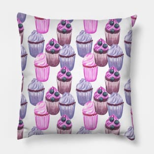 Blueberry and chocolate cupcakes pattern Pillow