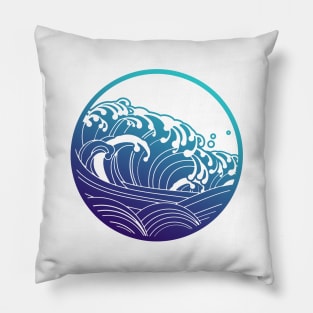 Japwave ocean blue Pillow