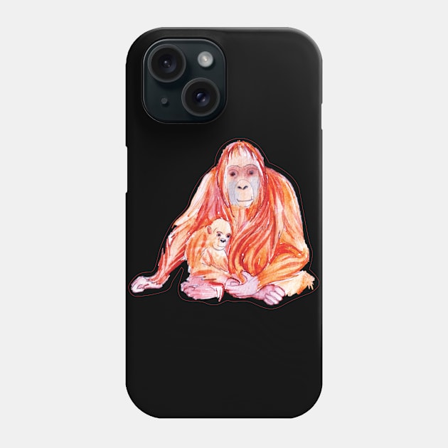 Mom and Baby Orangutans Phone Case by holidaystore