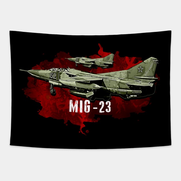 Mikoyan-Gourevitch Mig-23 Tapestry by aeroloversclothing