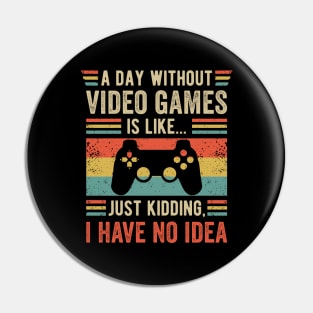 A Day Without Videogames is Like... Just Kidding I have no Idea Pin