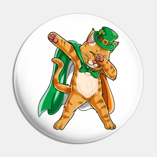 Dabbing Cat St Patricks Day Boys Leprechaun Irish Pin