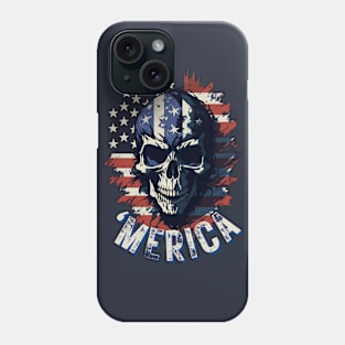 Merica Skull with American Flag Phone Case