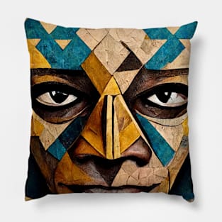 Cubism African face mask, Art portrait Pillow