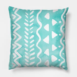 Loose boho chic pattern - aqua Pillow