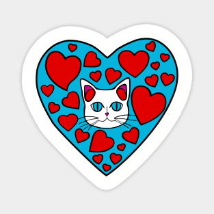 Kitty Love Hearts Magnet