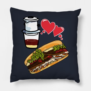 Coffee and Banh mi - Vietnamese sandwich ca phe Pillow