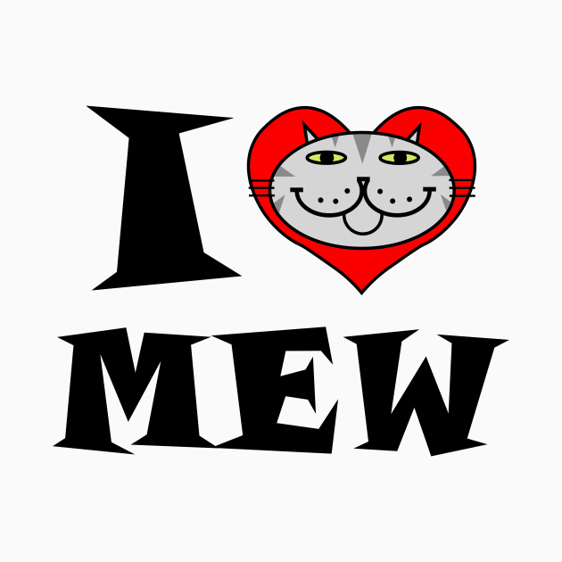 I Heart Cat - Grey Striped Kitty by RawSunArt
