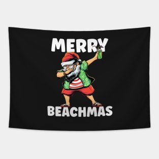 Merry Beachmas Dabbing Beach Santa Christmas Tapestry