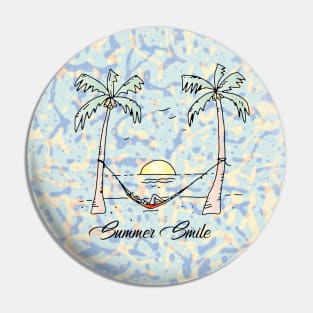 Tropical Beach Theme On Tie Dye Pattern Pin