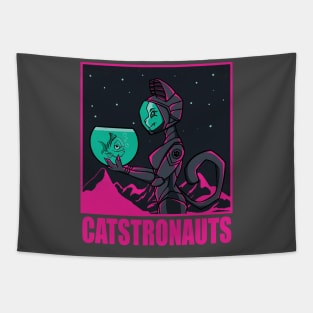 Catstronaut holding a fish Tapestry