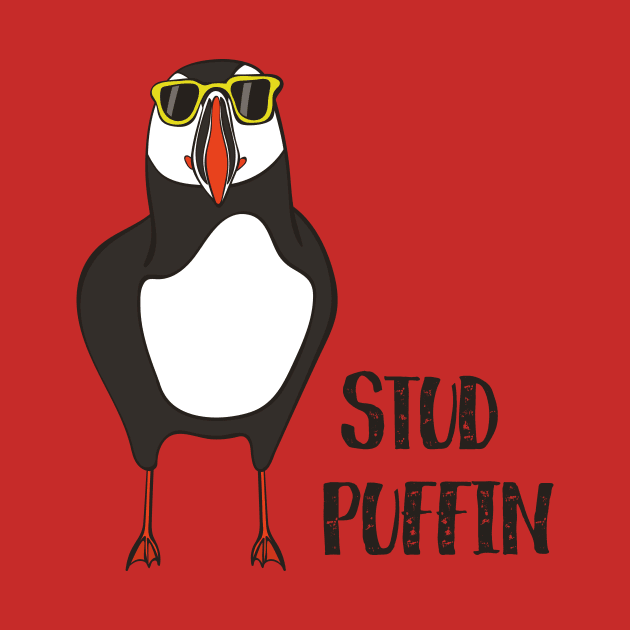 Stud Puffin Funny - Cool Puffin Bird in Sunglasses by Dreamy Panda Designs