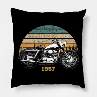 1957 Harley-Davidson Sportster Vintage Motorcycle Design Pillow