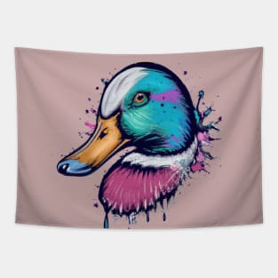 Mallard Duck Splatter Painting Tapestry