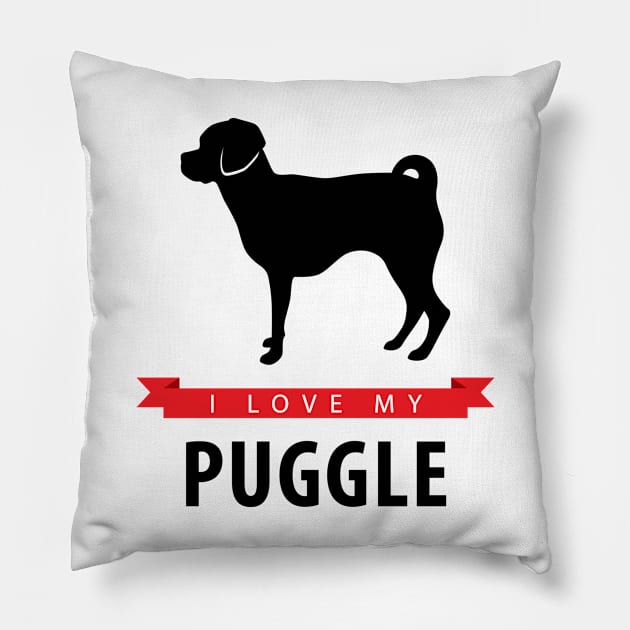 I Love My Puggle Pillow by millersye