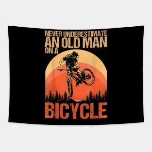 Never Underestimate An Old Guy With A Bicycle Tapestry