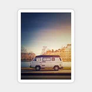 Old van in sunset light Magnet