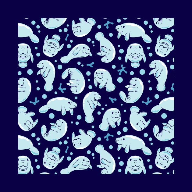 Cute Manatee Blue Pattern by bangtees