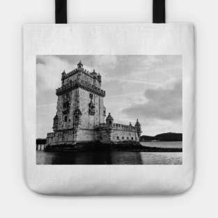 Tower of Belem Black and White, Lisbon, Portugal Tote