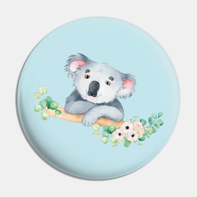 Koala in watercolor with leaves and flowers Pin by pickledpossums