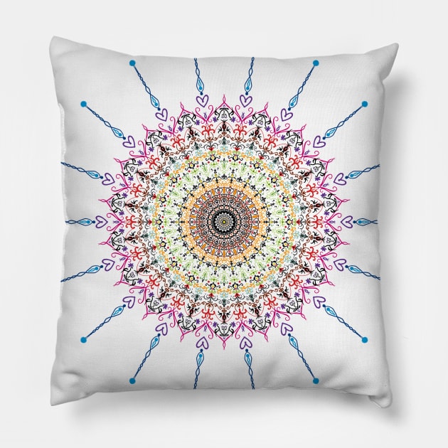 Colorful spiky mandala Pillow by Hoshimem