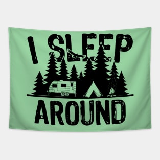 I Sleep Around Camper Humor Tapestry