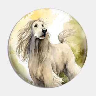 Afghan Hound Dog Portrait Pin