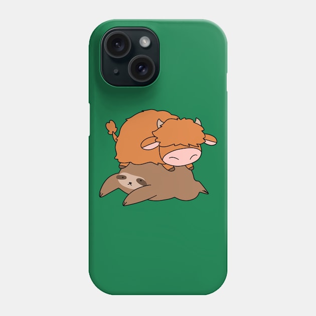 Sloth and Little Highland Cow Phone Case by saradaboru