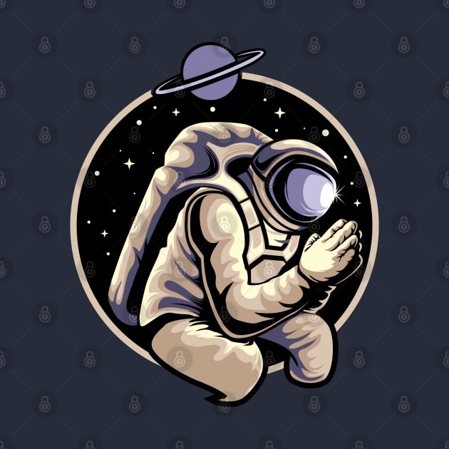 astronaut praying by pinoyart08