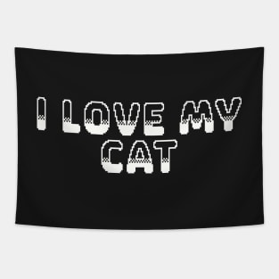 I love My Cat Video Game Graphic White Tapestry