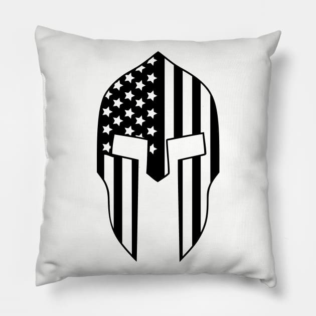 Spartan Helmet Flag Pillow by LaurenElin