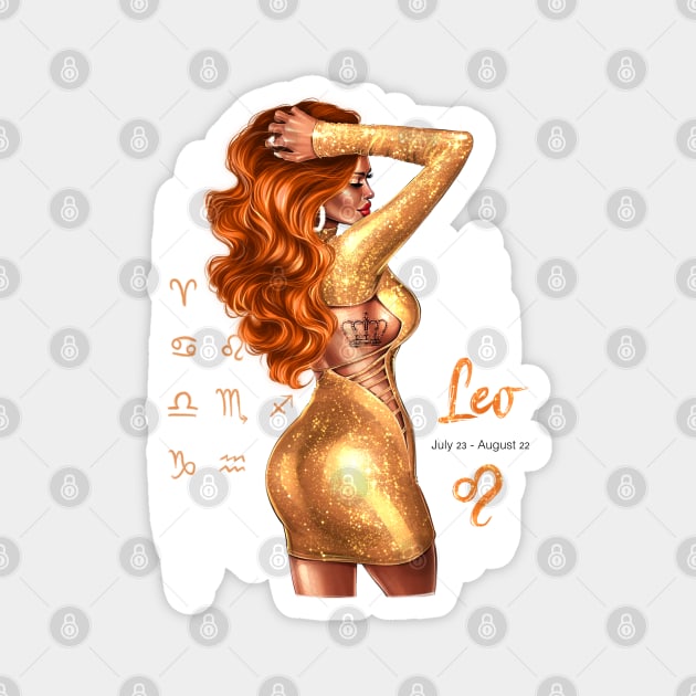 Leo Woman Magnet by AllessyArt 