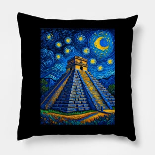 Chichen Itza in Starry Night Pillow