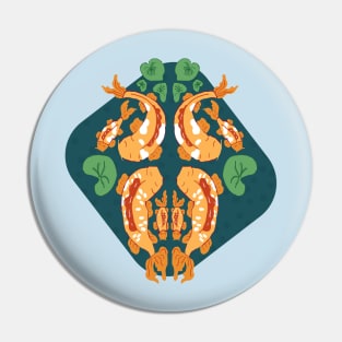 Koi fish unity - orange, blue and green Pin