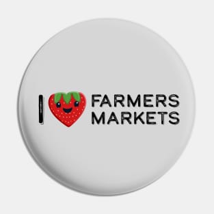 I Love Farmers Markets Cute Strawberry Heart Pin