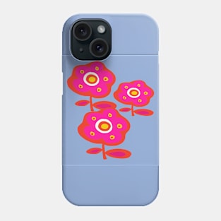 Pretty Ditsy Hot Pink Daisy Flowers on Sky Blue Background Phone Case