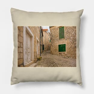 Street in Sutivan, Brac, Croatia Pillow