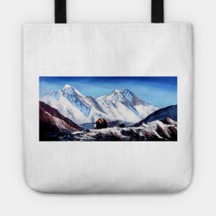 Panoramic View Of Everest Mountain Base Camp Area Tote