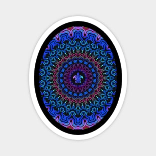 Turtle Kaleidoscope Egg Blue Magnet