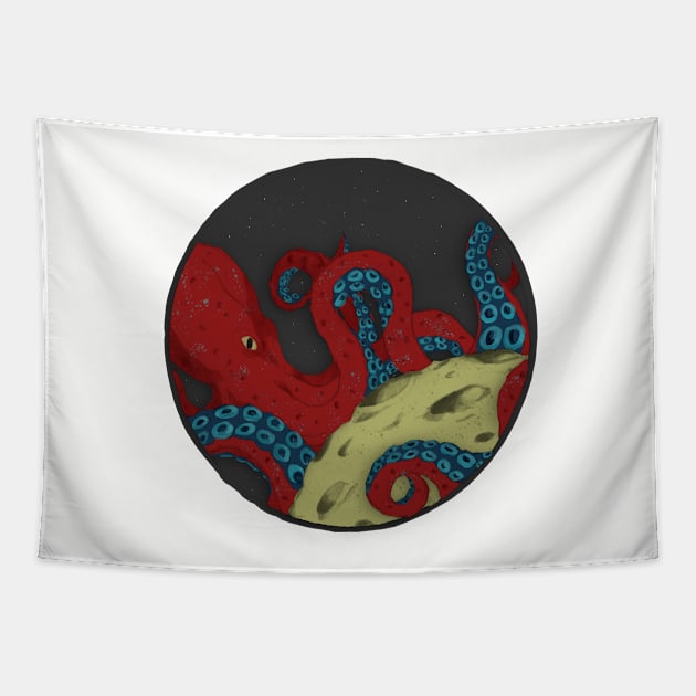 that the moon is being eaten by a giant octopus? Tapestry by LeahHa