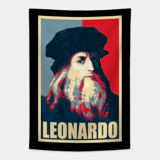 Leonardo Da Vinci Propaganda Poster Pop Art Tapestry