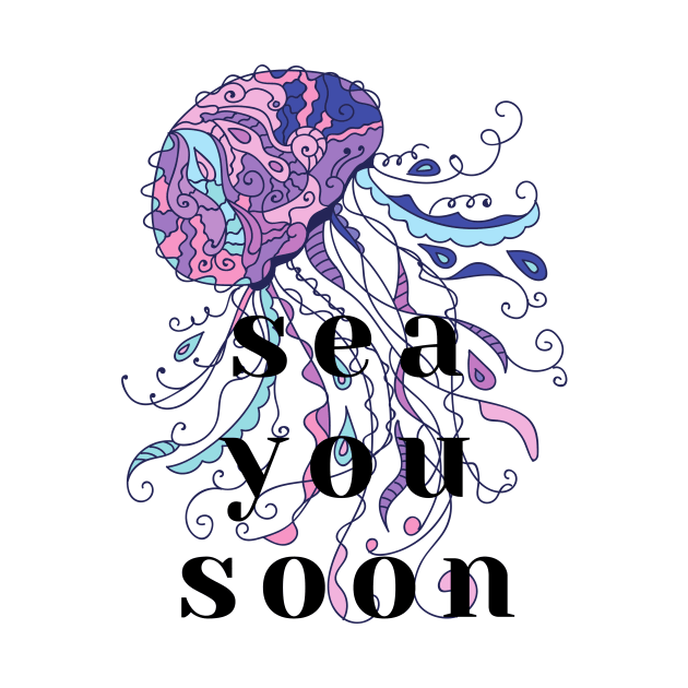 Purple Jellyfish Sea You Soon by JanesCreations