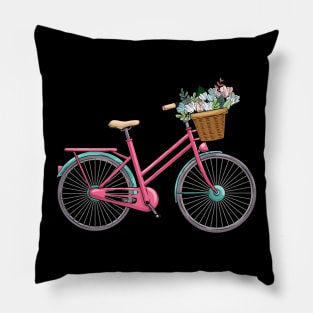 Womens bicycle with flowers Pillow