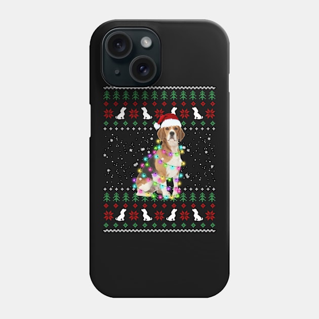 Santa Beagle With Christmas Lights Funny Dog Lover Phone Case by nakos