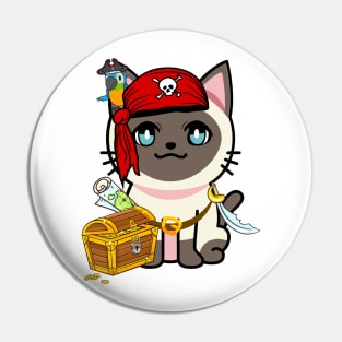 Cute siamese cat is a pirate Pin