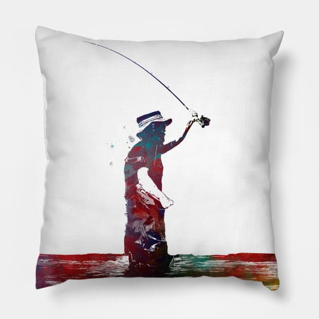 Fishing sport art #fishing Pillow by JBJart