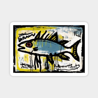 Blue Trout in Spray Painted Style Painting Magnet